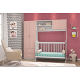 Guarda Roupa Infantil Ternura 4 Portas E 2 Gaveta Para Quarto De Bebê Cor Branco Com Rosa - Peternella Móveis