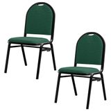 Kit 2 Cadeiras Hoteleiras Auditório Empilhável Linho M23 Verde - Mpozenato
