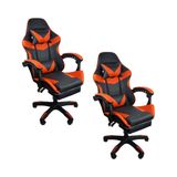 Kit 2 Cadeiras Gamer Stillus Ergonômica Com Apoio Para Os Pés - Vermelho