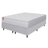 Cama Box Colchão Casal Queen Molas Ensacadas Real 158x198x65cm Linho Branco Inducol - Suporta Até 130kg Por Pessoa