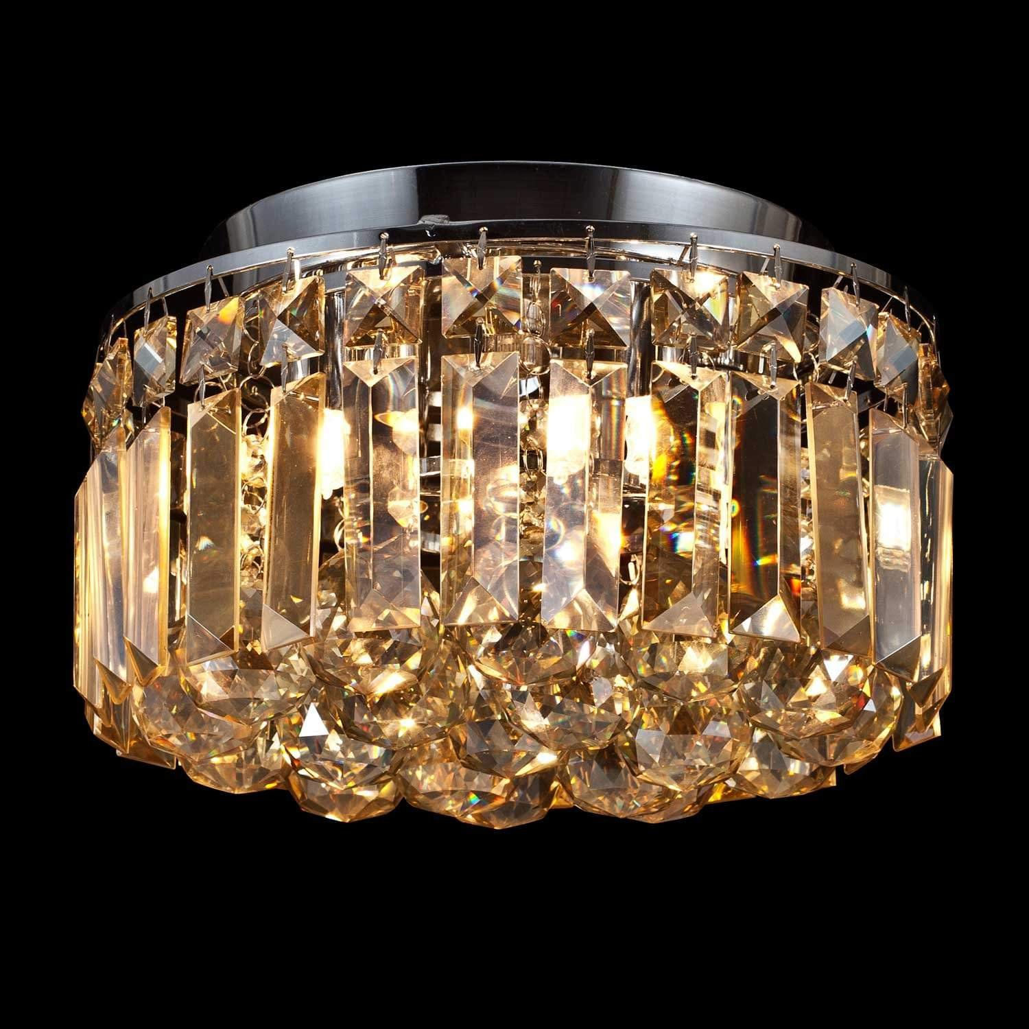 Plafon Sobrepor de Cristal Kri 20 cmx25 cmxx Bella Iluminação Âmbar