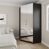 Guarda Roupa De Canto Closet Com 6 Prateleiras E Portas De Espelho Modular Hera Cabecasa Madeiramade Preto