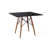 Mesa de Jantar Quadrada Eiffel Wood Preta e Natural 90 cm