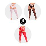 Kit 3 Cinta Liga Imi Lingerie Tule E Renda Com Meia