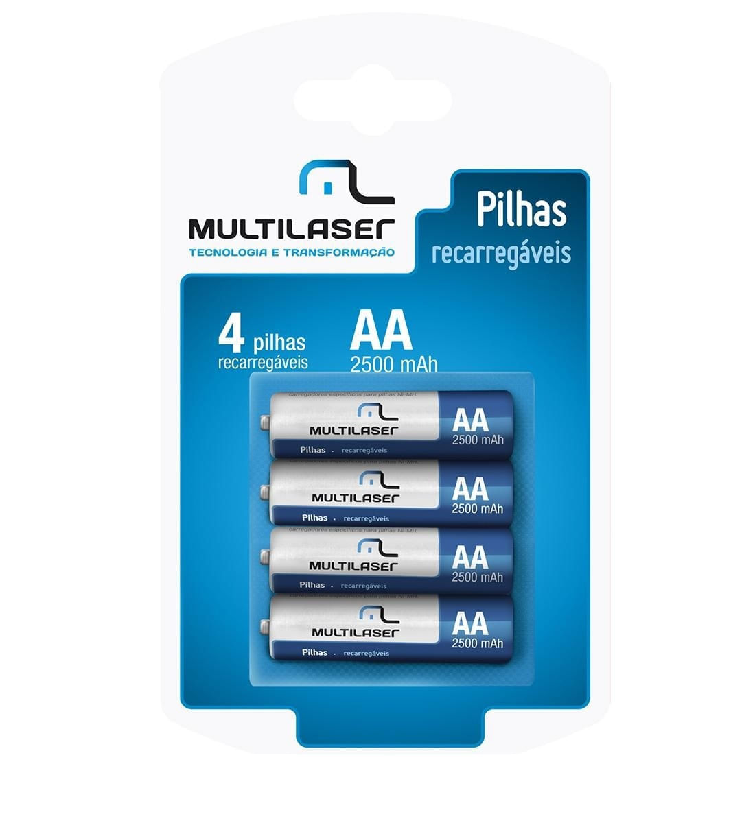 Pilha Recarregável Aa (2500Mah) 4 Unidades Multilaser MULTILASER Multilaser