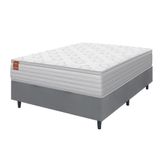 Cama Box Colchão Casal Molas Ensacadas Real 138x188x65cm Branco / Cinza Inducol - Suporta Até 130kg Por Pessoa