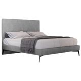 Cama Casal King Com Cabeceira 199cm Pés Metálicos Elisa S05 Veludo Cinza