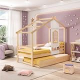 Bicama Infantil Prime House Com Telhado V E Janelinha Casatema Branco/natural