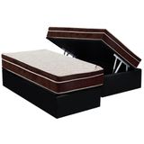 Cama Box Baú Solteiro: Colchão Ortopédico Ortobom Exclusive + Base Crc Suede Black(88x188)