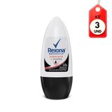 Kit C/03 Rexona Antibacterial + Invisible Desodorante Rollon Feminino 50ml