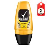 Kit C/03 Rexona Men V8 Desodorante Rollon Masculino 50ml