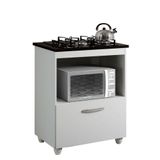 Balcão Para Cooktop 4 Bocas 1 Porta Basculante Espaço Para Micro-ondas Salvia Kaiki Móveis