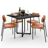 Mesa De Jantar Rivera Preto 90cm Com 04 Cadeiras Industrial Melina F01 Couríssimo Camel - Lyam