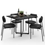 Mesa De Jantar Rivera Preto 90cm Com 04 Cadeiras Industrial Melina F01 Couríssimo Preto - Lyam