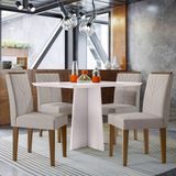 Conjunto Mesa De Jantar 1,20m Anitta Tampo Mdf Com Vidro E 4 Cadeiras Amanda Off White Imbuia-wd25