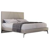 Cama Casal King Com Cabeceira 199cm Pés Metálicos Elisa S05 Linho Bege