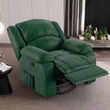 Poltrona Do Papai Reclinável Sala De Cinema Barcelona Glider Manual Giratória Usb Pu Verde Musgo