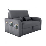 Sofá Cama Lady Day 2 Lugares Conforto Veludo Cinza Matrix Sala com Baú