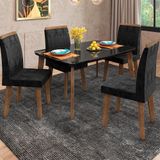 Mesa De Jantar 4 Lugares Nancy 1,20 X 0,90 Oblongo Preto