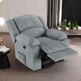 Poltrona Do Papai Reclinável Sala De Cinema Barcelona Glider Manual Giratória Usb Linho Cinza