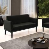 Poltrona Namoradeira Decorativa Pés Fixo Em Madeira Preto Suede Preto