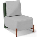 Poltrona Decorativa Sala Estar Living Pés Madeira Hungria L02 Couríssimo Verde Linho Cinza - Lyam