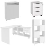 Conjunto Escritório Home Office 4 Peças Golden A06 Branco - Mpozenato