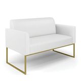 Sofá Namoradeira Base Industrial Dourado Marisa Corino Branco D03 - D&#39;rossi