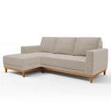 Sofá Living 200cm 3 Lugares Com Chaise Direito Kayrós D05 Bouclê Bege