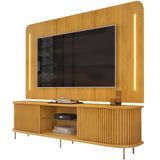 Rack Para Sala Ripado Com Painel Para Tv 75 Pol Atlantis D05 Cedro