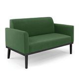 Poltrona Namoradeira Decorativa Pés Fixo Em Madeira Preto Suede Verde