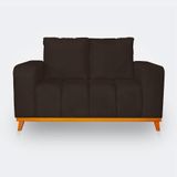 Sofá 2 Lugares Memphis Ultra Conforto Em Madeira Maciça E Suede Marrom