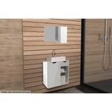 Conjunto De Banheiro Armário C- Espelho Bn3602 80cm E Balcão Suspenso Bn3605 S- Cuba Pia 60cm Cor Branco - Tecno Mobili