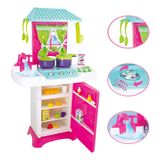 Cozinha Gourmet De Brinquedo Infantil Rosa Com Pia Sai Agua