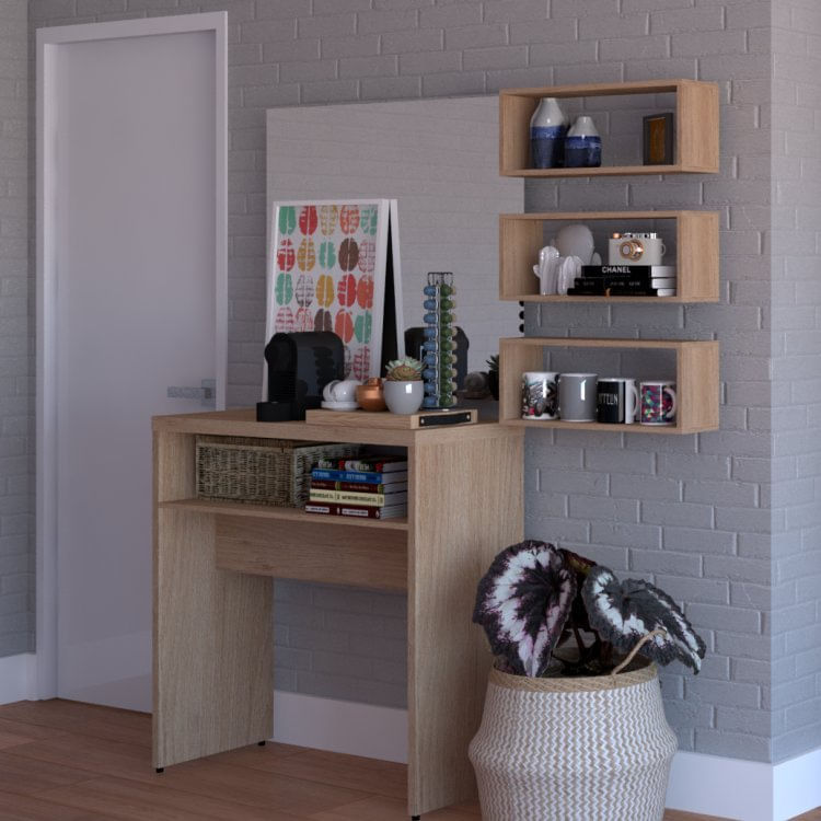 Conjunto Balin 1 Aparador e 3 Nichos Bramov Móveis Bege