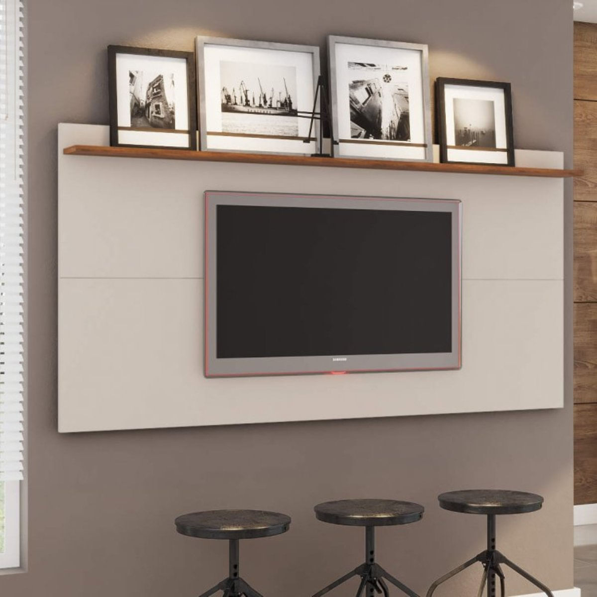 Painel para TV até 55 Polegadas Twin Espresso Móveis Off White/Pinho