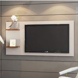 Painel para TV até 55 Polegadas com Prateleiras Top Espresso Móveis Off White/Pinho