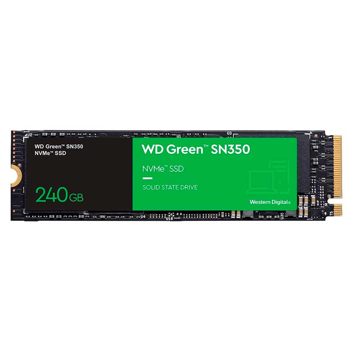 SSD 240 GB WD Green PC SN350 PCIe NVMe Leitura: 2400MB/s e Gravação: 900MB/s - WDS240G2G0C