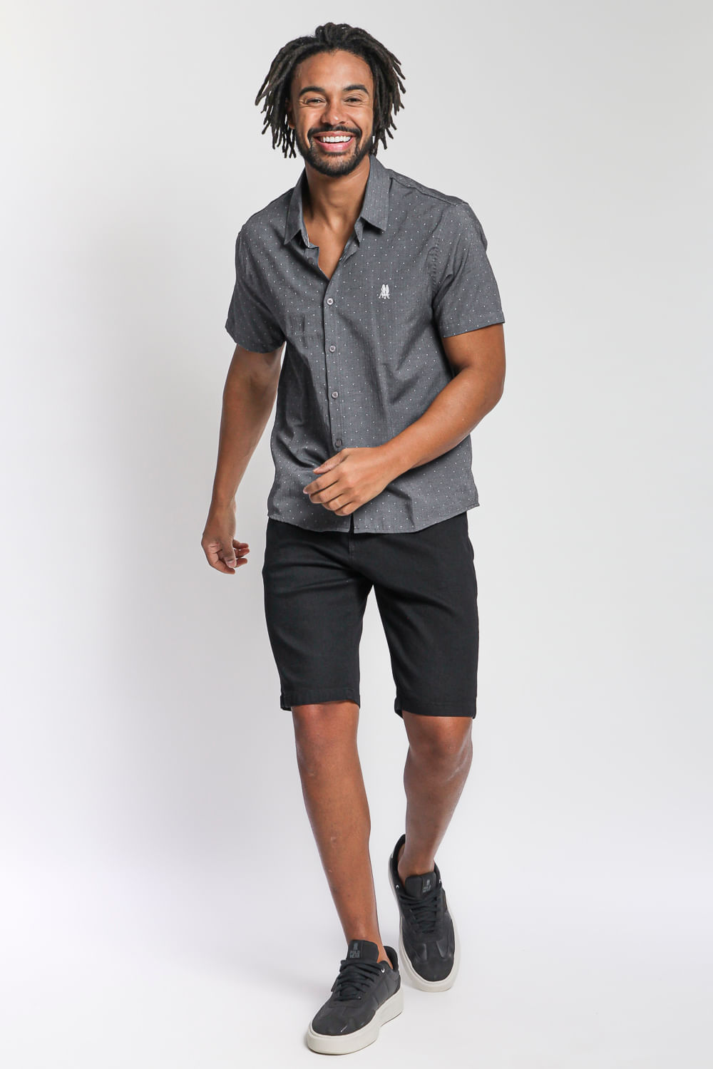 Bermuda Masculina Slim Beline Black Basic Polo Wear Preto