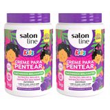 Kit Creme Pentear Salon Line Cachinhos Kids Cheirinho Uva 1kg - 2 Unidades