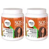 Kit Creme Para Pentear Sos Cachos Óleo De Coco Hidratação Absoluta Salon Line 1kg - 2 Unidades