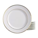 Jogo 6 Pratos De Sobremesa Cerâmica 20cm Borda Dourada Ouro