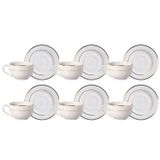 Jogo Xicaras De Chá Com Pires 4pcs 250ml Borda Dourada Ouro