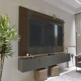 Rack Com Painel Ripado Suspenso Para Tv Até 70 Polegadas 2 Portas Grécia 180cm