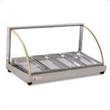 Estufa Vitrine Expositor Curva Inox Para Salgados 4 Bandejas