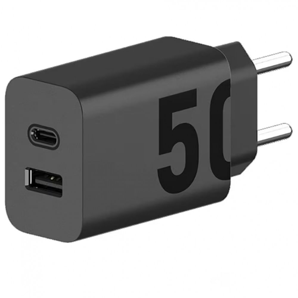 Carregador De Parede Turbopower 50w Duo Com Porta Usb-c E Usb-a Sem Cabo Motorola