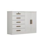 Cômoda De Quarto Space C- 2 Portas E 5 Gavetas Branco - Novo Horizonte