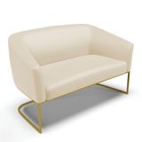 Sofá Namoradeira 2 Lugares Base Industrial Dourado Stella Corino D03 - D&#39;rossi Cor Bege