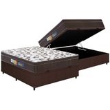 Conjunto Box Baú Casal: Colchão Espuma Polar D45 Pérola Euro Pillow + Base Crc Courano Brown(138x188)