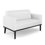 Poltrona Namoradeira Decorativa Pés Fixo Em Madeira Preto Pu Branco